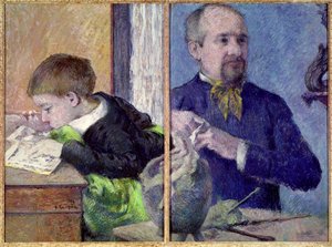 Muotokuva Jean Paul Aubesta (1837-1916) ja hänen pojastaan (pastelli)